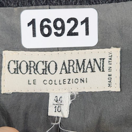 Giorgio Armani Jacket Womens 10 Gray Italian Wool Herringbone Collezioni Blazer - Picture 9 of 14