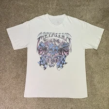 Metallica T-Shirt Mens S/M White NorCal Skull King Race Flags Metal Rock Music