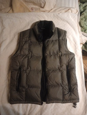 Y2K Down Puffer Vest GAP Gray/ Black Full Zip Quilted Small Women's