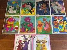 Children's Vintage Playskool Wooden Puzzle Lot of 10 1990s Pooh Barney Disney