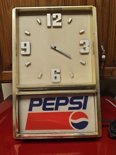 Vintage Pepsi Advertising Wall Clock 12" x 18" Working