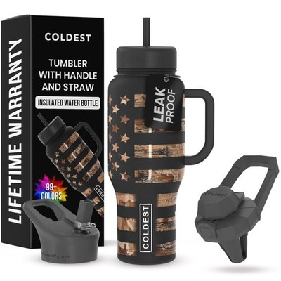 Coldest Tumbler with Handle and Straw, 100% Leak Proof Insulated Tumbler with...