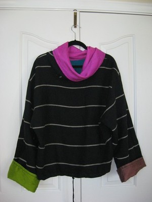 CRUNCH Artsy Bohemian Lagenlook Art to Wear Boutique Top Size 1 Linen and Silk
