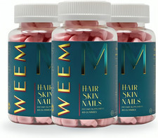 WEEM Hair Skin Nails Gummies Biotin Supplement 60 Count Each Pack of 3