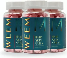 WEEM Hair Skin Nails Gummies Biotin Supplement 60 Count Each – Pack of 3