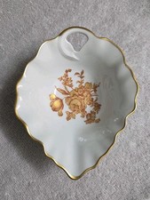 Limoges France Leaf Bowl 6" x 5" x 2" Golden Rose Pattern Highlighted with Gold