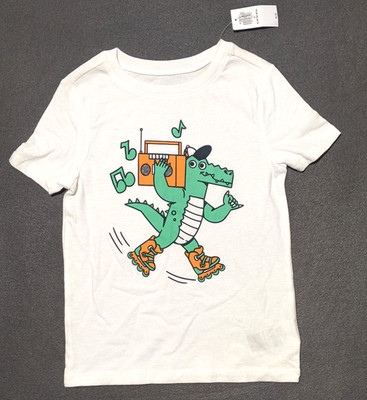 Old Navy 5T White Tee Rollerblade Alligator Boombox Graphic NWT