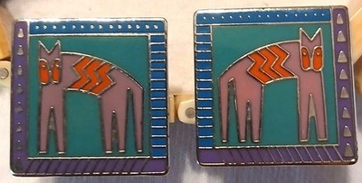 Laurel Burch Silver and Enamel Cat Earrings for Pierced Ears