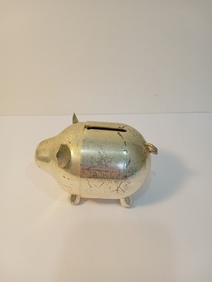 Vintage Napier Piggy Bank Coin Bank Clip Top Screw Bottom, Gold Tone