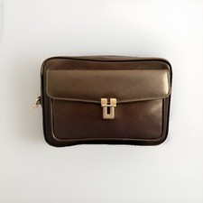 DELL'GA CARTELLA PICCOLA DA LAVORO ARTIGIANALE PELLE NERA