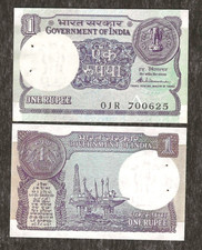 INDIA 1 Rupee P-78Ac 1988 UNC *COIN ON NOTE* x 1 Pcs OIL EXPLORATION BANKNOTE