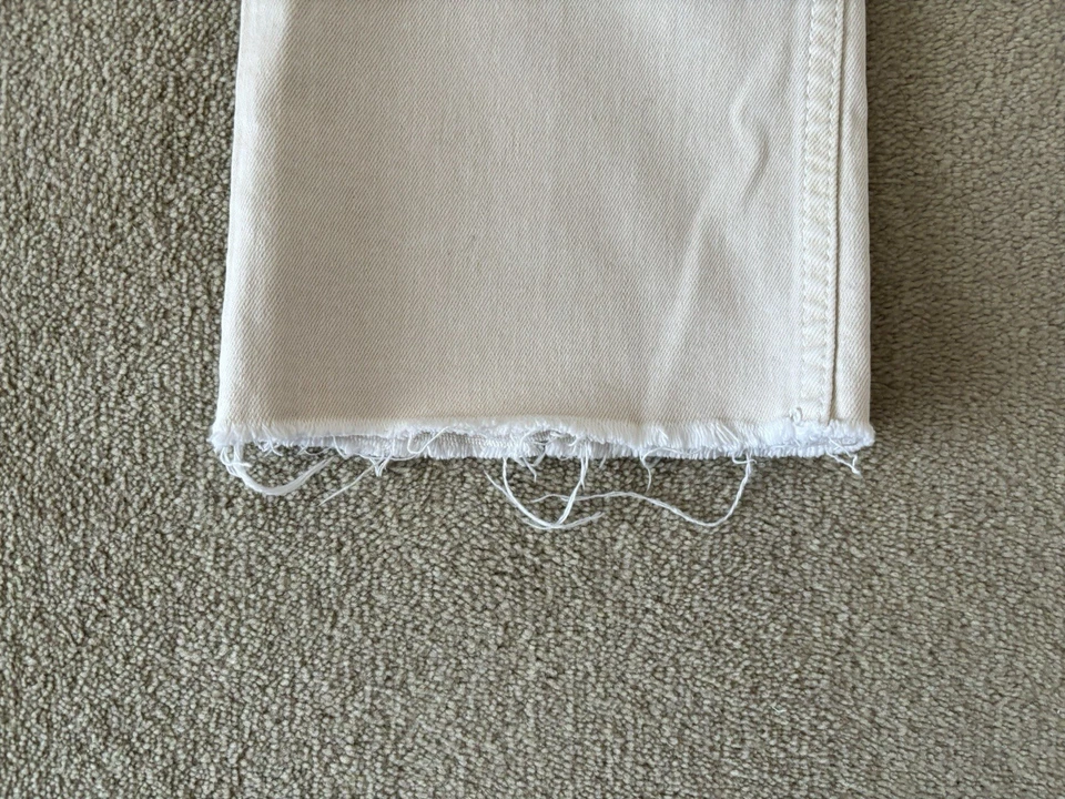 Zara Ecru Cream Frayed Hem Straight Leg Cropped Denim Jeans Size 40 UK 12 L23" - Image 4 of 4