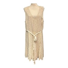 Lane Bryant Dress Ivory Lace A Line Midi Ribbon Tie Waist Size 24 Romantic