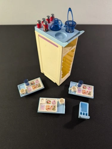 Vtg 1999 Barbie Airplane Food Serving Cart/3 Trays Plus 2 Overhead Storage Parts