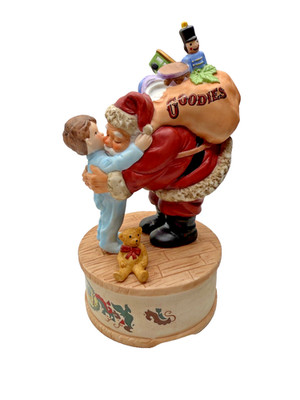 Vintage Willitts Melodies Santa Claus Young Boy Toy Bag Music Box Christmas