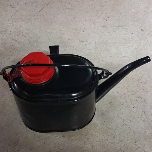Vintage Metal Oil Can Spout Handle Red Cap Johnson Urbana OH C.M. StP & P RR
