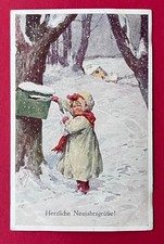 Künstler Glückwunsch AK NEUJAHR 1924 kleine...