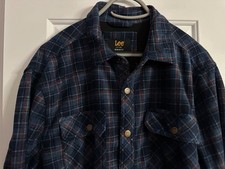 Lee Regular Fit Soft Fleece Lined Flannel Snap Shirt Jacket Shacket, Men's Large