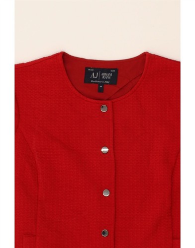 ARMANI JEANS Womens Crop 6 Button Blazer Jacket IT 46 Large Red Check AE06 - Picture 3 of 3