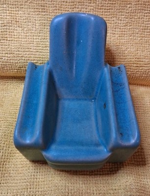 Vintage Art Deco Green Ceramic Armchair Ashtray Cigar Rest Marked REGISTERED