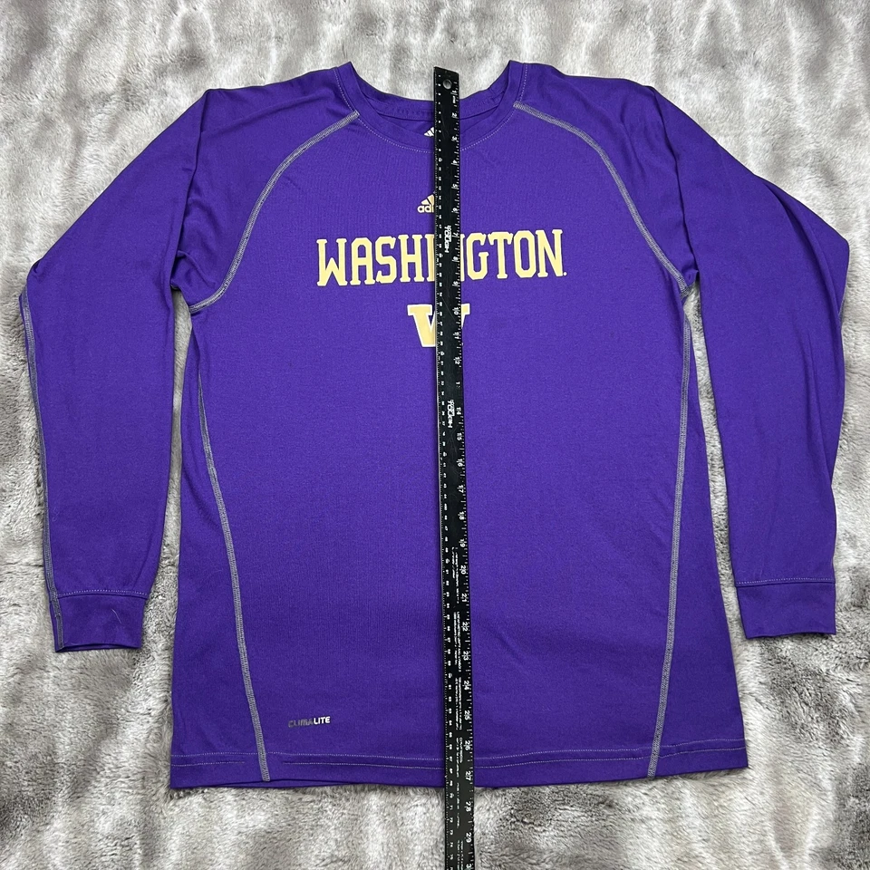 Washington Huskies Shirt Mens Extra Large Purple Adidas Long Sleeve Performance - Image 4 of 4