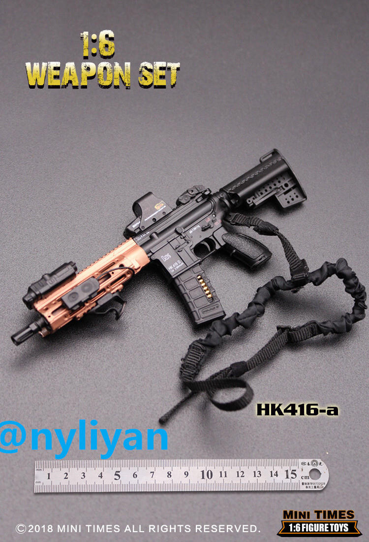 ミリタリーフィギュア ライフル装備 Mini times toys HK416A 1/6 Male WWII Gun Rifle Weapon Model