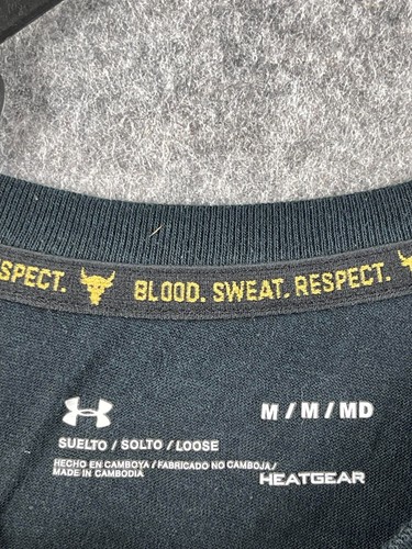 Under Armour Heatgear Mens T Shirt Medium Black Long Sleeve Project Rock Loose - Picture 4 of 7