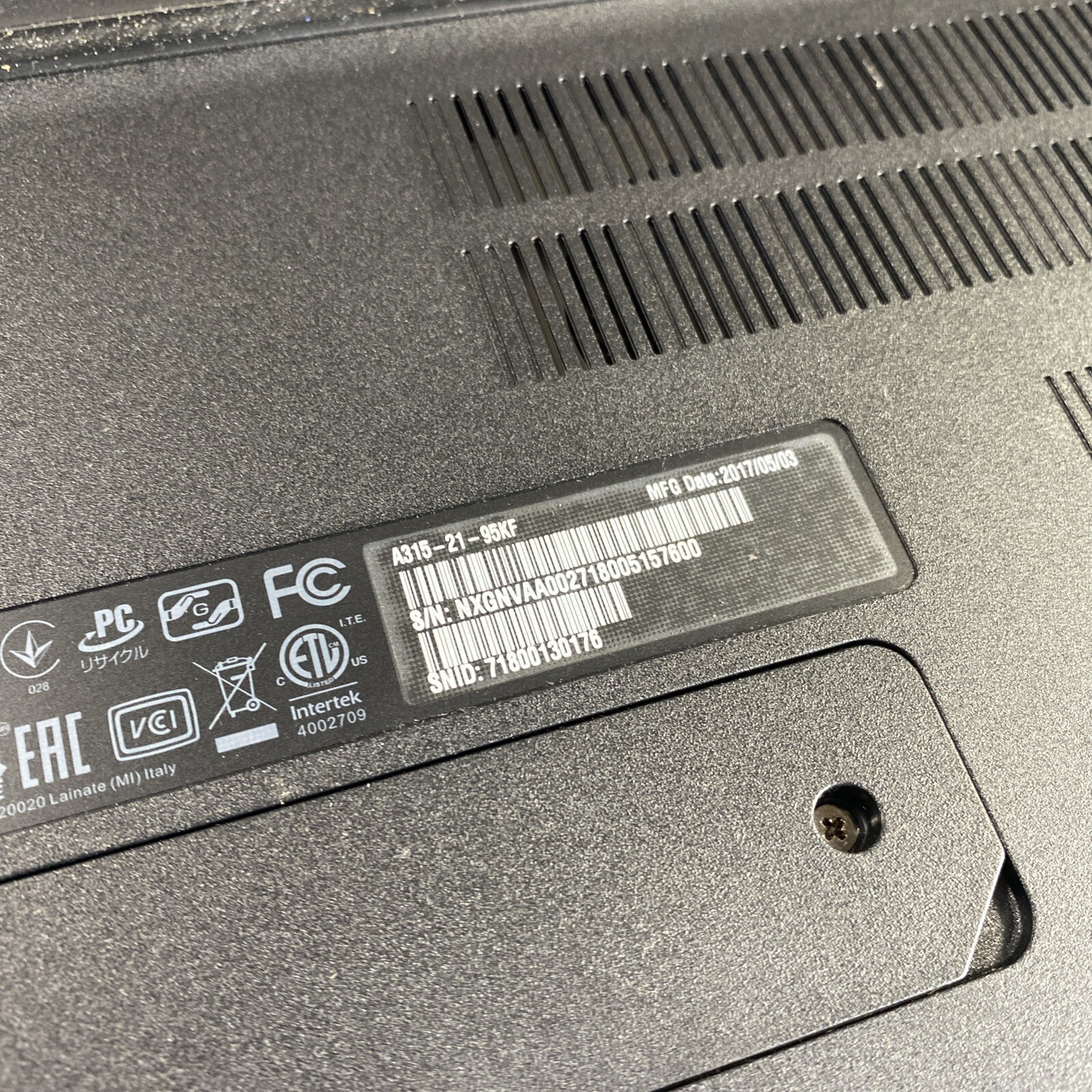 Acer Aspire A315-21-95KF N17Q3 *READ DESCRIPTION* | eBay