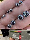 Stud Earrings 925 Silver 3-8mm Iced Real Dark Navy Blue Moissanite Screwback