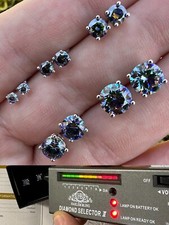 Real Dark Navy Blue Moissanite Screwback Stud...
