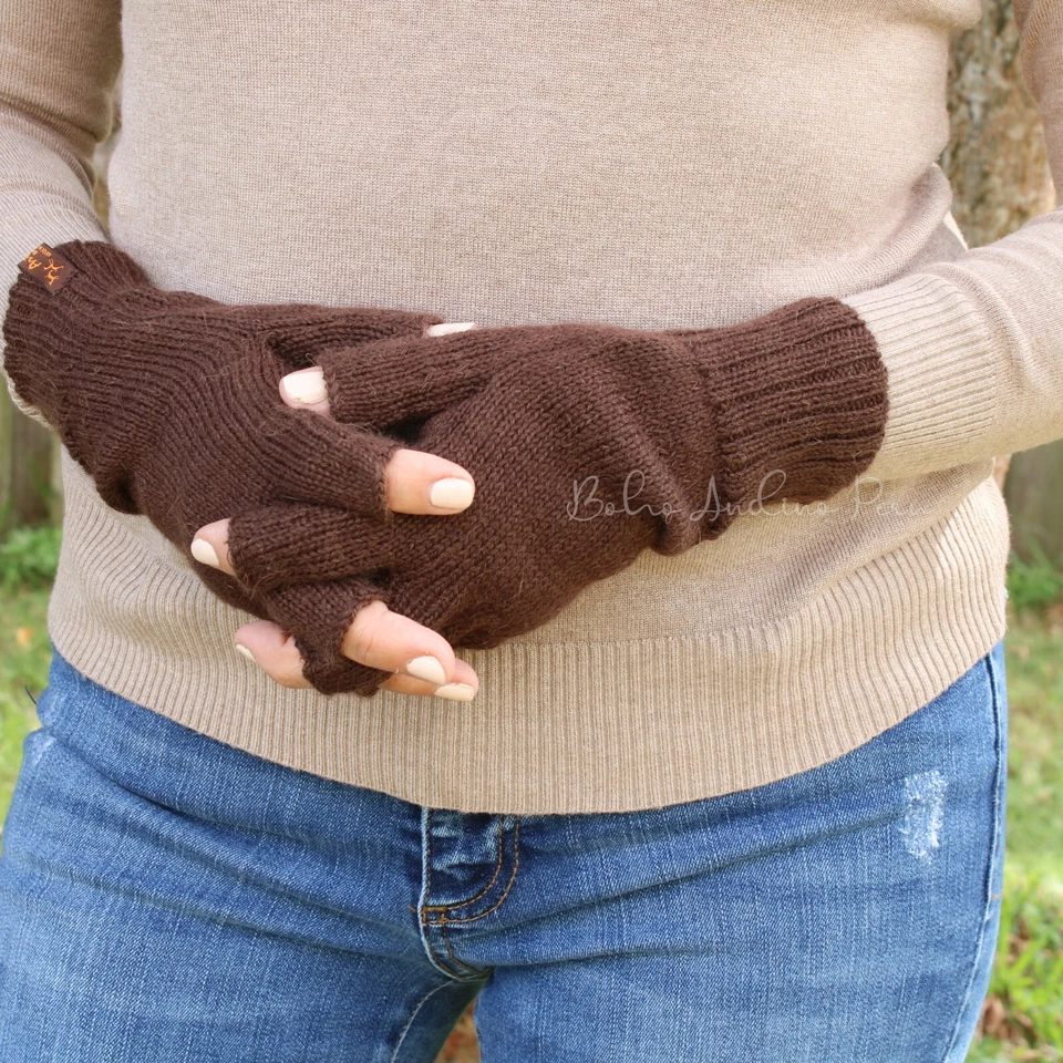 Guantes de alpaca sin dedos, brazo cálido, guantes de conducción, guantes de alpaca, guante de escritura Foto 4 de 4