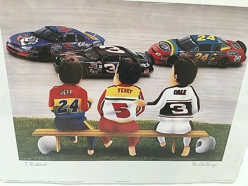 "THE CHALLENGE" NASCAR Print-Dale Earnhardt Terry Labonte Jeff Gordon Signed