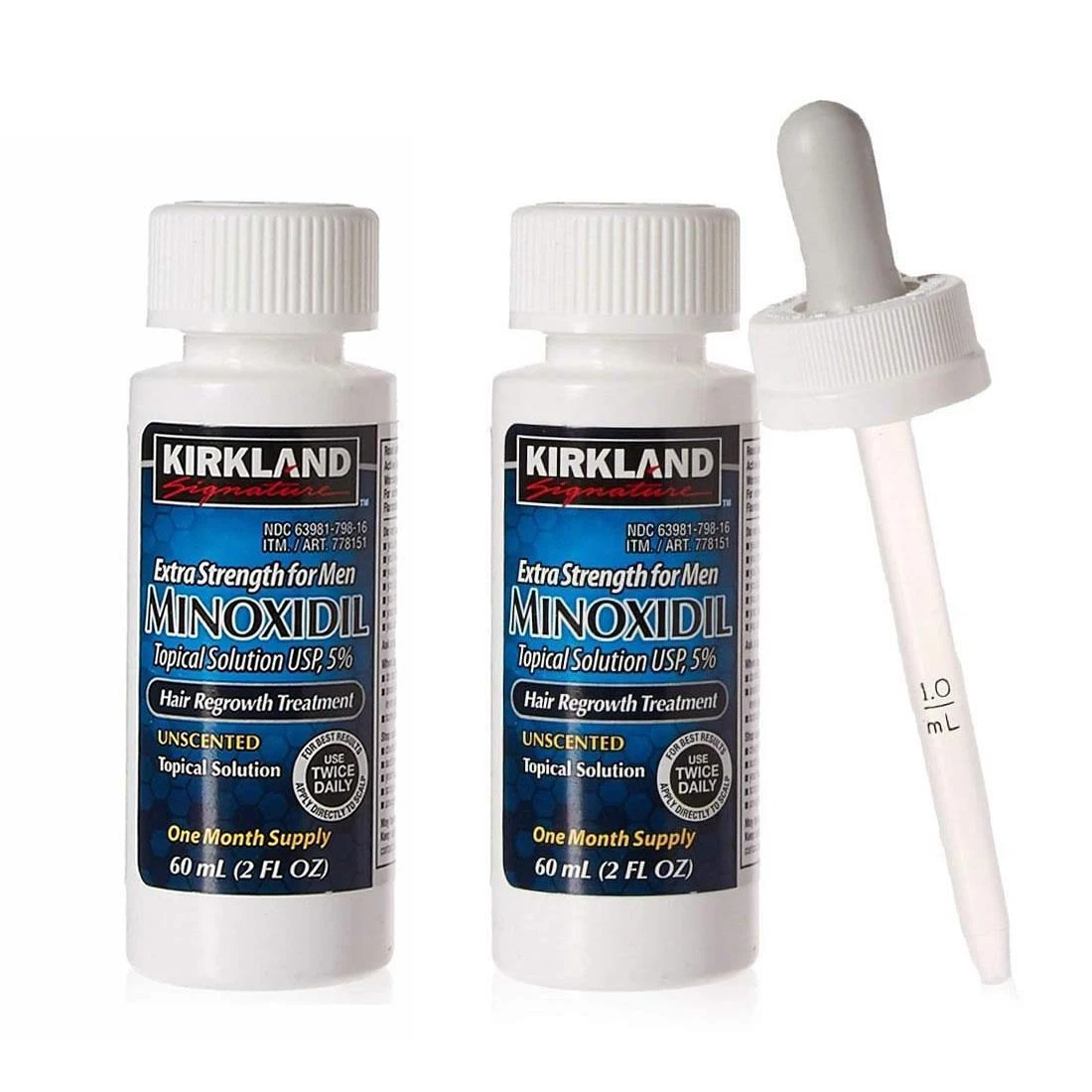 Kirkland Minoxidil 5 Extra Strength 2 Month Dropper Hair Loss