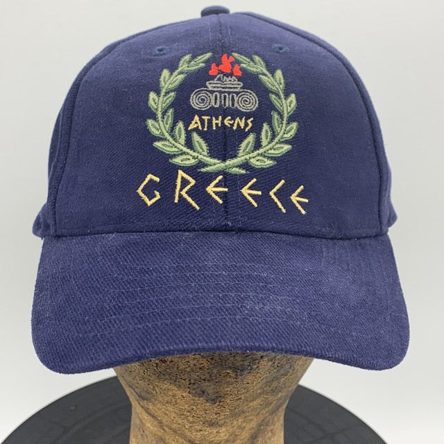 Athens Greece Laurel Wreath Olympic Flame Embroidered Strapback Cap Hat