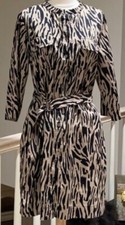 Dana Buchman Button Up Animal Print Belted Dress Size 4