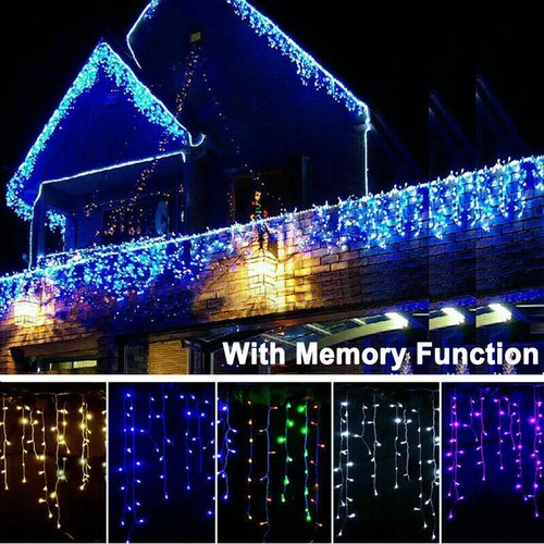 LED Curtain Lights String Fairy Outdoor Garden Christmas Wedding Party Icicle US