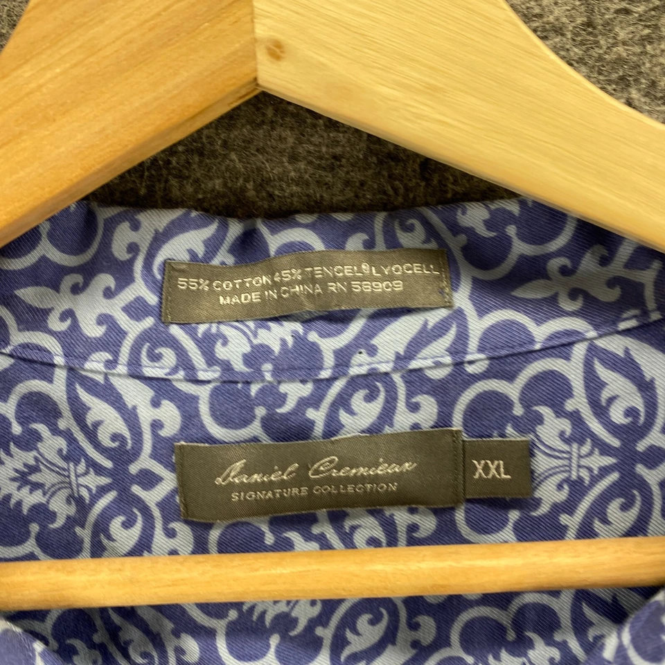 Daniel Cremieux Shirt Men 2XL Blue Geometric Button Up Collared Short Sleeve - Image 3 of 4
