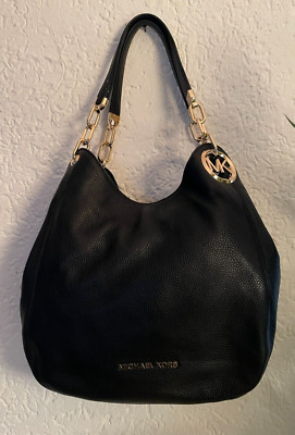 MICHAEL KORS Tasche LILLIE Hobo Bag 30T9G0LE3L LEDER Schwarz Gold BITTE LESEN