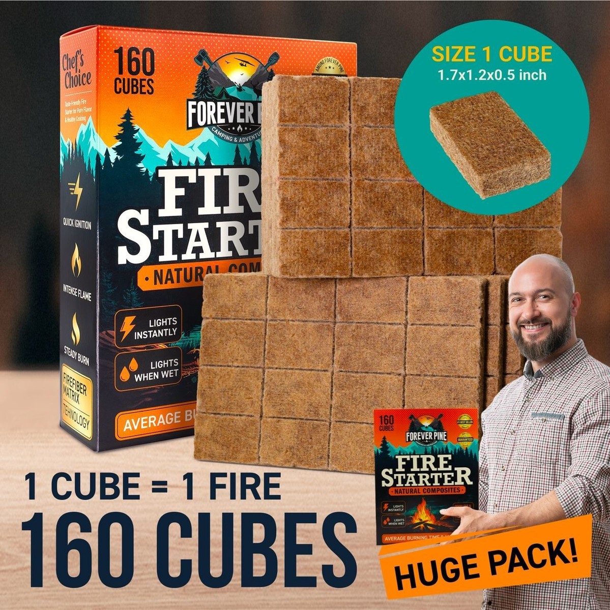 Charcoal Starter PACK Fire Starter Squares 160 Pcs Starters