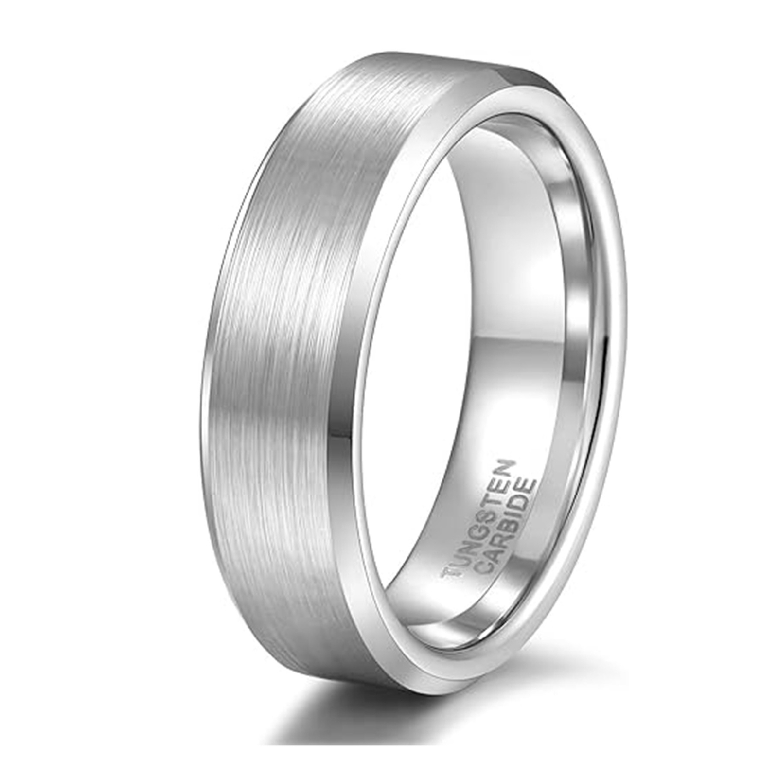 Tungsten Carbide Brushed Silver Wedding Band Ring for Men & Women Size 4-15-image