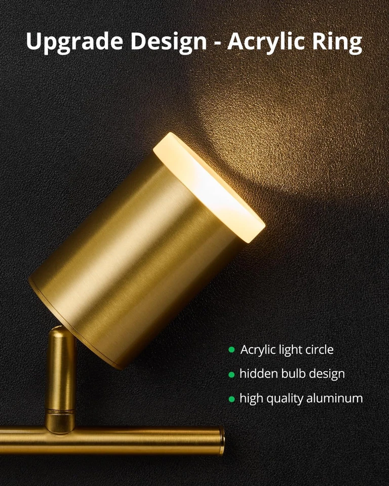 Kit de iluminación de pista dorada de 6 luces, modernos accesorios de iluminación de pista LED de techo, Fle Foto 2 de 4