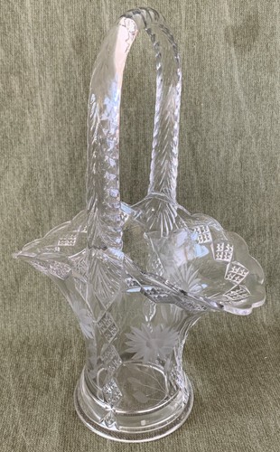 Scarce Piece Glass Basket (12") Duncan & Miller No. 48 Diamond Ridge (Wheel Cut) - 第 1/5 張圖片