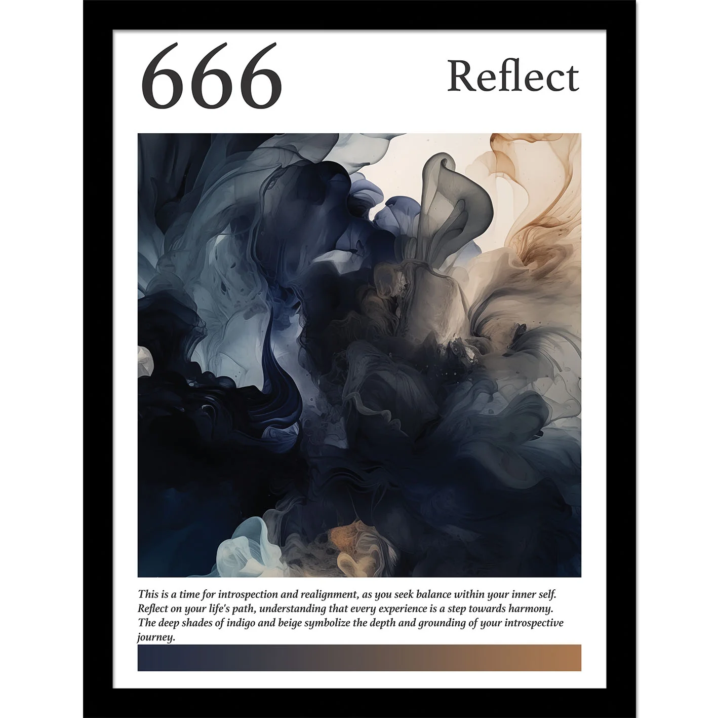 Numerology Angel 666 Reflect - 30 x 40cm Black Framed Print Wall Art