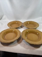 Set of 4 PIER 1 European Country BUTTERSCOTCH Rim SOUP BOWL 9 3/8" Italy