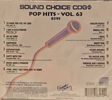 SC8395       POP HITS  NEW IN PLASTIC SOUND CHOICE KARAOKE CDG LOT WA