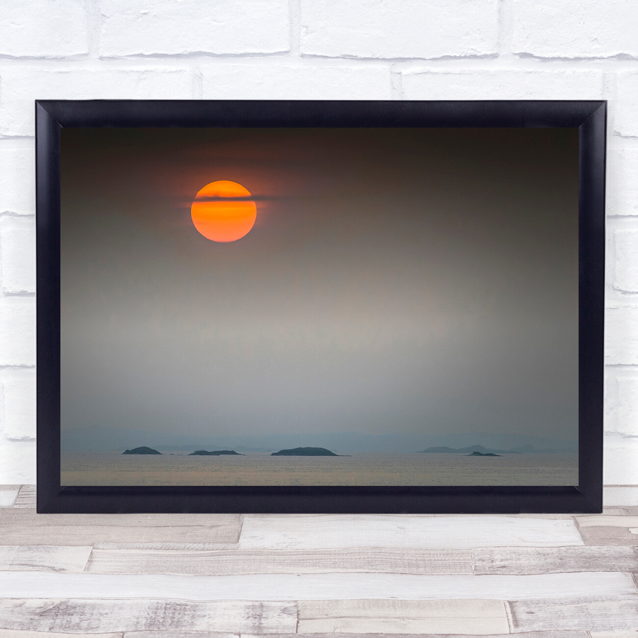 Sun Sunset Water Sea Ocean Sky Landscape Seascape Our Yellow Wall Art Print
