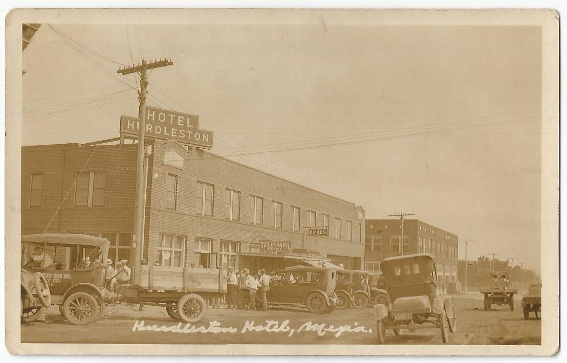 Mexia Texas TX Hotel Hurdleston Street Scene RPPC Real Photo 1920's