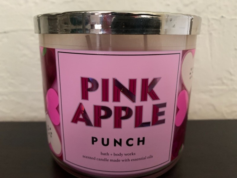 NEW! Bath & Body Works 3 Wick Candle  PINK APPLE PUNCH - 14.5OZ
