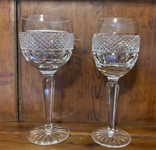 TIPPERARY IRISH CRYSTAL Bristol Pattern (2 Goblets) 1 WATER  8 1/4" & 1 WINE 8”