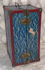 Vintage Doll Trunk Hinged Wardrobe Box 13.25  T 7.25  W D Red White Blue USSR